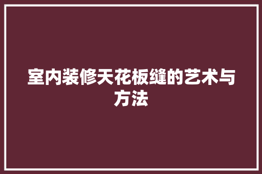 室内装修天花板缝的艺术与方法 现代风格装饰