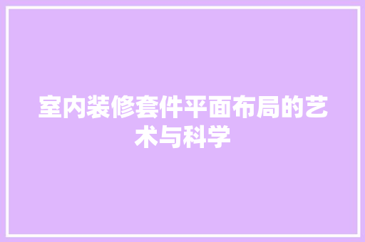 室内装修套件平面布局的艺术与科学 现代风格装饰