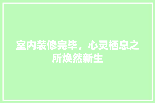 室内装修完毕，心灵栖息之所焕然新生 现代风格装饰