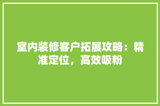室内装修客户拓展攻略：精准定位，高效吸粉 现代风格装饰