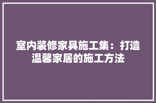 室内装修家具施工集：打造温馨家居的施工方法 现代风格装饰