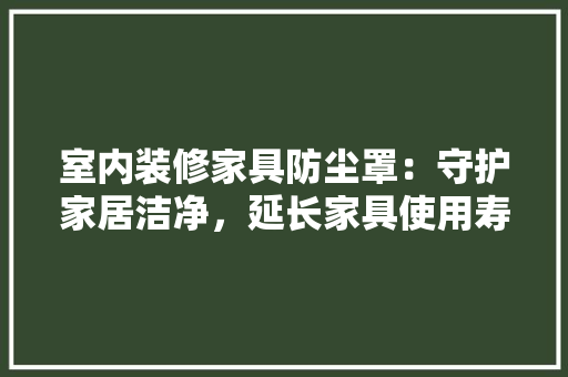 室内装修家具防尘罩：守护家居洁净，延长家具使用寿命 现代风格装饰
