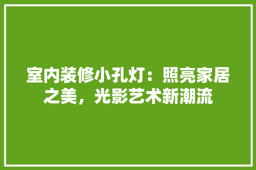 室内装修小孔灯：照亮家居之美，光影艺术新潮流 现代风格装饰