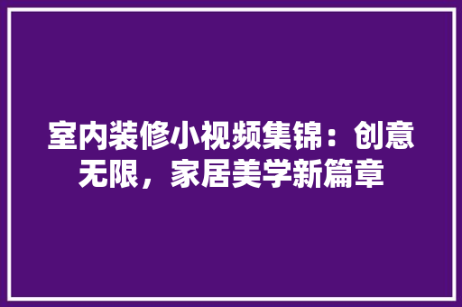室内装修小视频集锦：创意无限，家居美学新篇章 现代风格装饰