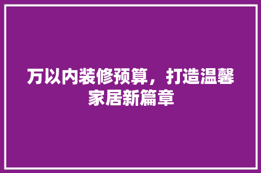 万以内装修预算，打造温馨家居新篇章