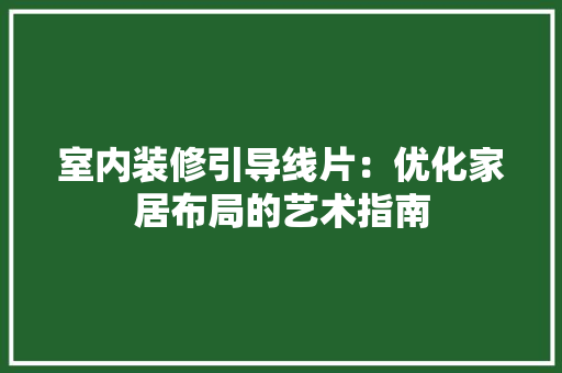 室内装修引导线片：优化家居布局的艺术指南 现代风格装饰