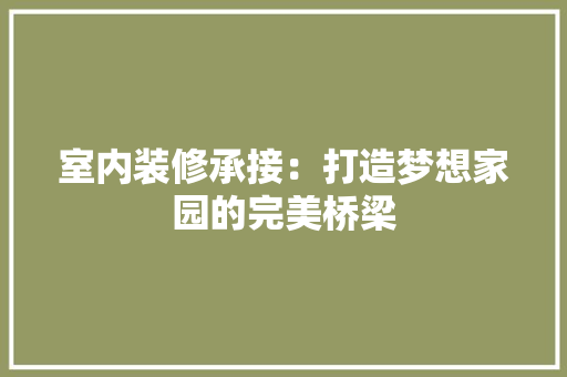 室内装修承接：打造梦想家园的完美桥梁 现代风格装饰