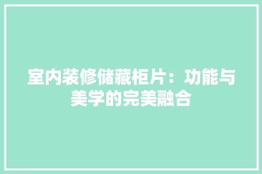 室内装修储藏柜片：功能与美学的完美融合 现代风格装饰