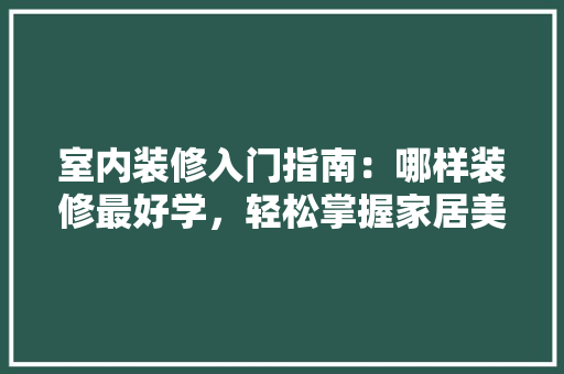 室内装修入门指南：哪样装修最好学，轻松掌握家居美学 现代风格装饰