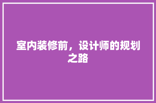 室内装修前，设计师的规划之路 现代风格装饰