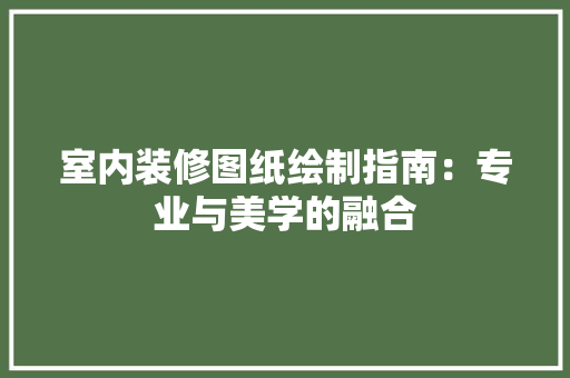 室内装修图纸绘制指南：专业与美学的融合 现代风格装饰