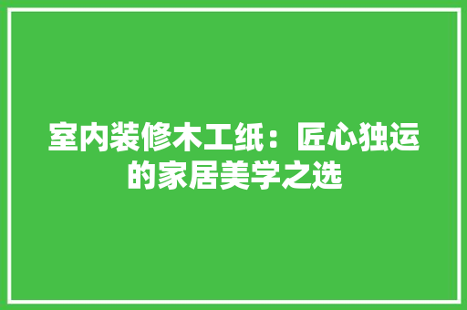 室内装修木工纸：匠心独运的家居美学之选 现代风格装饰