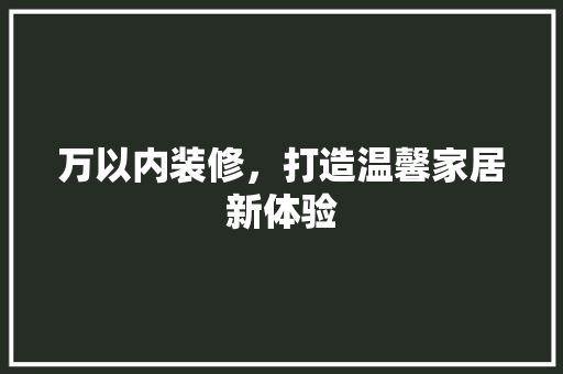 万以内装修，打造温馨家居新体验