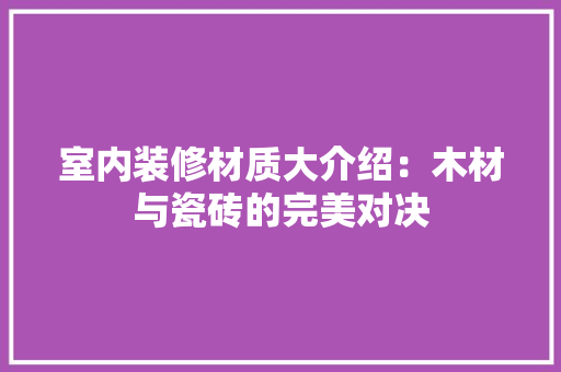 室内装修材质大介绍：木材与瓷砖的完美对决 现代风格装饰
