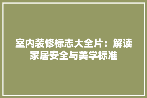 室内装修标志大全片：解读家居安全与美学标准