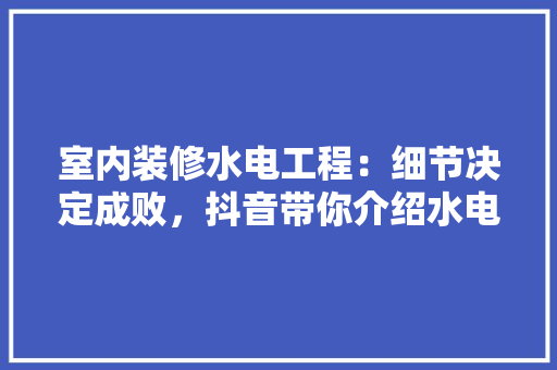 室内装修水电工程：细节决定成败，抖音带你介绍水电布局的艺术 现代风格装饰