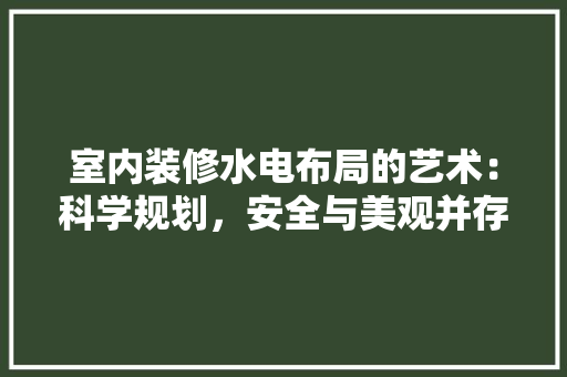 室内装修水电布局的艺术：科学规划，安全与美观并存 现代风格装饰
