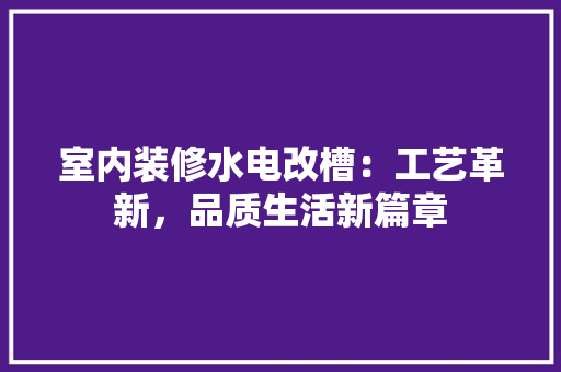 室内装修水电改槽：工艺革新，品质生活新篇章 现代风格装饰