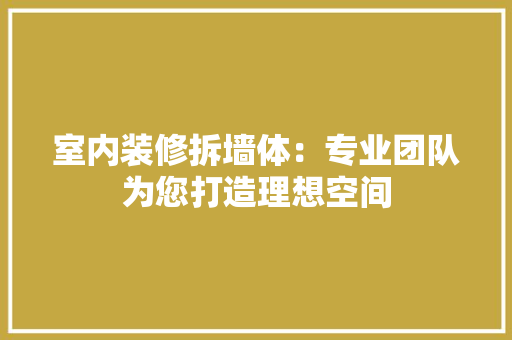 室内装修拆墙体：专业团队为您打造理想空间 现代风格装饰