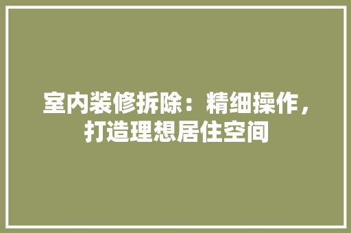室内装修拆除：精细操作，打造理想居住空间 现代风格装饰