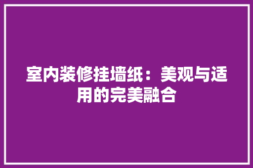 室内装修挂墙纸：美观与适用的完美融合 现代风格装饰