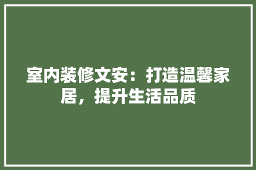 室内装修文安：打造温馨家居，提升生活品质