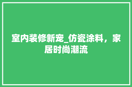 室内装修新宠_仿瓷涂料，家居时尚潮流 现代风格装饰