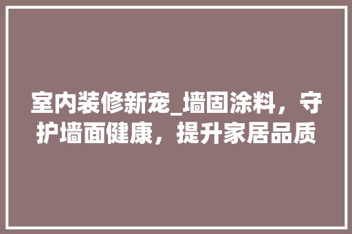 室内装修新宠_墙固涂料，守护墙面健康，提升家居品质