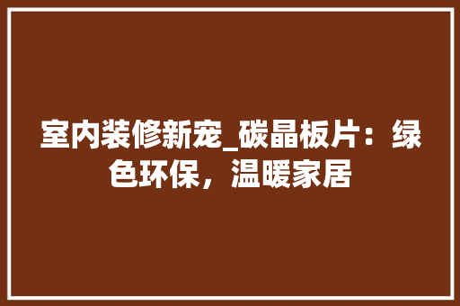 室内装修新宠_碳晶板片：绿色环保，温暖家居 现代风格装饰