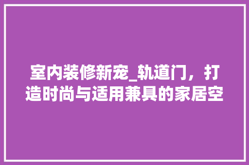 室内装修新宠_轨道门，打造时尚与适用兼具的家居空间 现代风格装饰