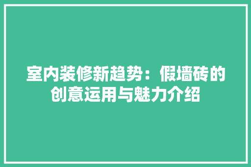 室内装修新趋势：假墙砖的创意运用与魅力介绍 现代风格装饰