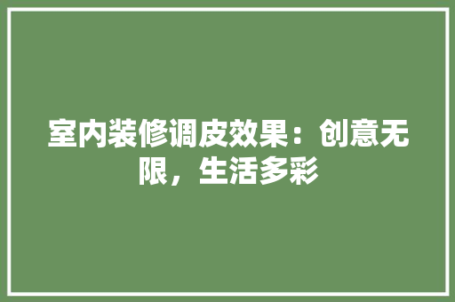 室内装修调皮效果：创意无限，生活多彩 现代风格装饰