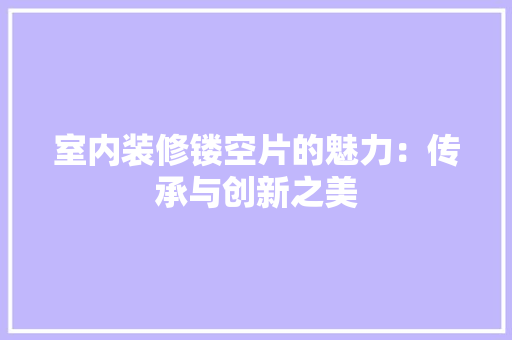 室内装修镂空片的魅力：传承与创新之美 现代风格装饰