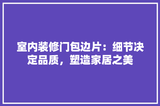 室内装修门包边片：细节决定品质，塑造家居之美 现代风格装饰