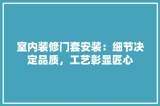 室内装修门套安装：细节决定品质，工艺彰显匠心 现代风格装饰