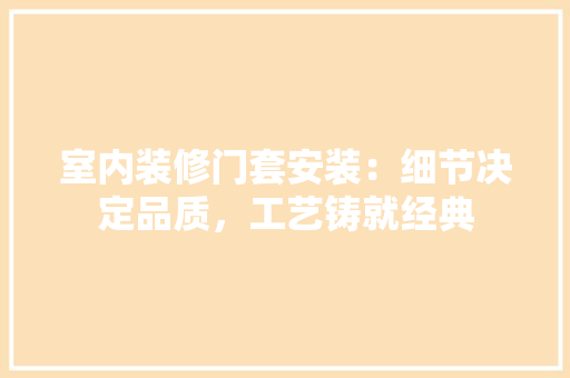 室内装修门套安装：细节决定品质，工艺铸就经典 现代风格装饰