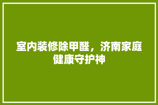 室内装修除甲醛，济南家庭健康守护神