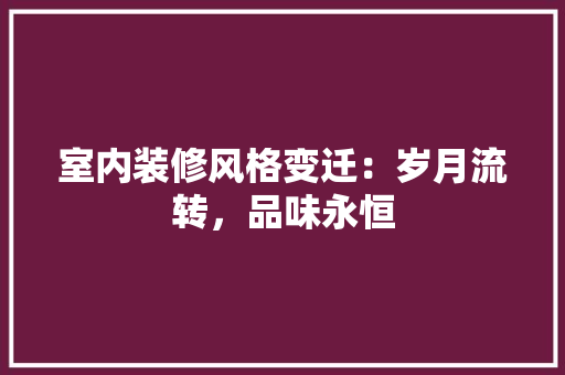 室内装修风格变迁：岁月流转，品味永恒 现代风格装饰
