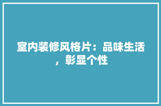 室内装修风格片：品味生活，彰显个性 现代风格装饰