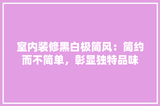 室内装修黑白极简风：简约而不简单，彰显独特品味