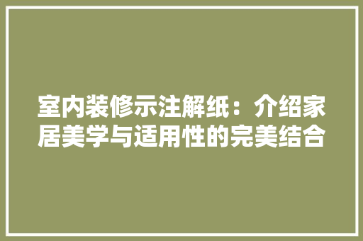 室内装修示注解纸：介绍家居美学与适用性的完美结合 现代风格装饰