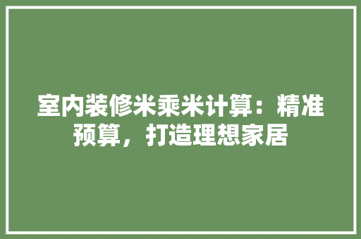 室内装修米乘米计算：精准预算，打造理想家居 现代风格装饰