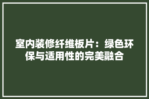 室内装修纤维板片：绿色环保与适用性的完美融合 现代风格装饰