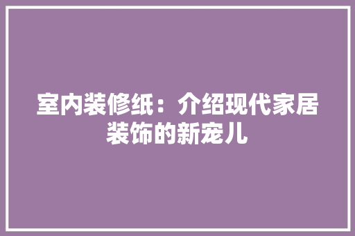 室内装修纸：介绍现代家居装饰的新宠儿
