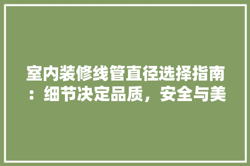 室内装修线管直径选择指南：细节决定品质，安全与美观兼顾 现代风格装饰