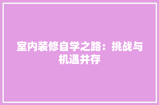 室内装修自学之路：挑战与机遇并存