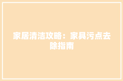 家居清洁攻略：家具污点去除指南 现代风格装饰