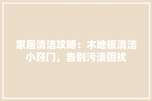 家居清洁攻略：木地板清洁小窍门，告别污渍困扰 现代风格装饰