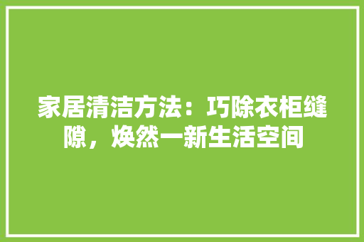 家居清洁方法：巧除衣柜缝隙，焕然一新生活空间