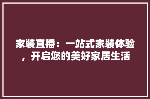 家装直播：一站式家装体验，开启您的美好家居生活 现代风格装饰